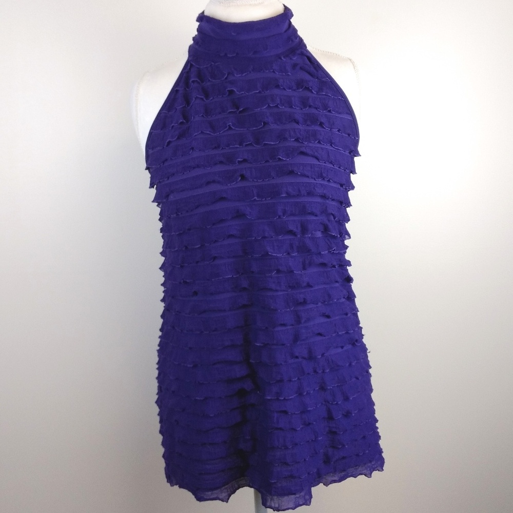 Purple Sleeveless Top Ruffle Layers Size Large - Picture 3 of 5
